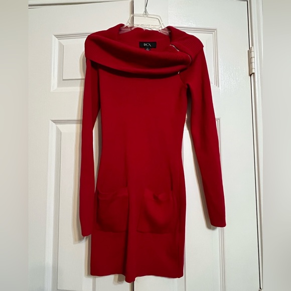 BCX Dresses & Skirts - BCX Bright Red Ribbed Cowl Neck Knit Top – Soft & Chic